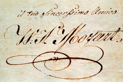 Firma del compositore austriaco Wolfgang Amadeus Mozart (1756-1791) da Wolfgang Amadeus Mozart