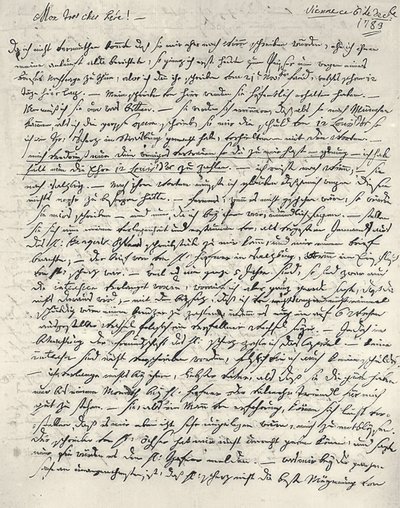 Wolfgang Amadeus Mozart (1756-1791) compositore austriaco. Lettera autografa al padre. Vienna 6 dicembre 1783 da Wolfgang Amadeus Mozart