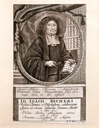 Ritratto di Johann Joachim Becher (incisione) da Wolfgang Philipp Kilian