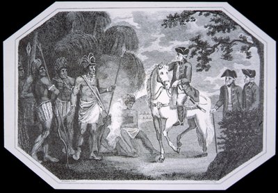 Generale Burgoyne e gli indiani nel 1777, inciso da J. Taylor, da 