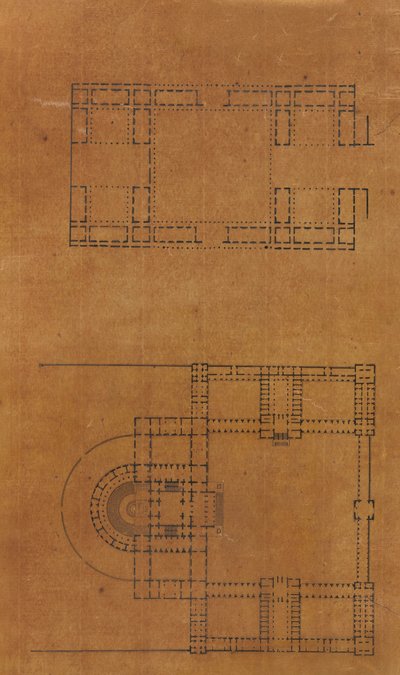Pagina da un album contenente disegni e diverse stampe di architettura, ca. 1800-1850. Creatori: Officina di Charles Percier, Officina di Pierre François Léonard Fontaine da Workshop of Charles Percier, Workshop of Pierre