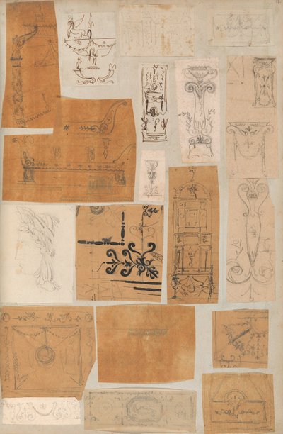 Pagina da un Album contenente Disegni e Diverse Stampe di Architettura da Workshop of Charles Percier, Workshop of Pierre