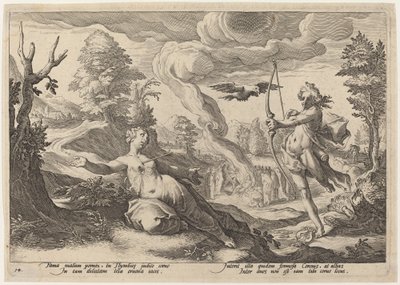 Apollo uccide Coronis da Workshop of Hendrick Goltzius, after Hendrick Goltzius