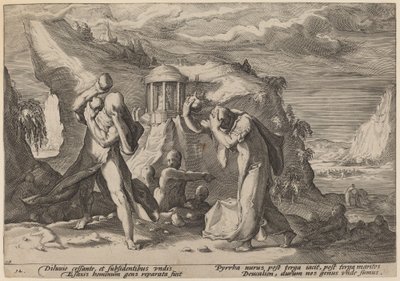 Deucalione e Pirra ripopolano la Terra da Workshop of Hendrick Goltzius, after Hendrick Goltzius