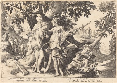 Giove travestito da Diana seduce Callisto da Workshop of Hendrick Goltzius, after Hendrick Goltzius