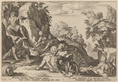 Il dio del fiume Peneo circondato da altre divinità da Workshop of Hendrick Goltzius, after Hendrick Goltzius