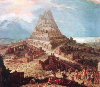 La costruzione della Torre di Babele, XVI secolo da Workshop of Hendrik van Cleve III