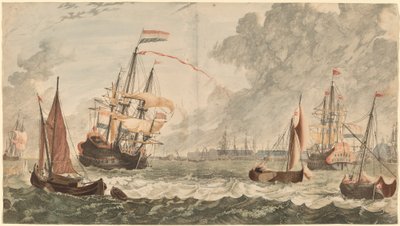 Il fiume IJ ad Amsterdam da Workshop of Johann Teyler after Jan van Call