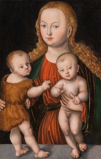 Tedesco: Madonna mit Kind und Johannesknaben La Vergine e il Bambino con il neonato San Giovanni da workshop of Lucas Cranach the Elder