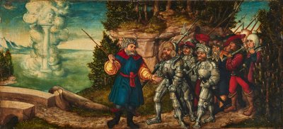 Tedesco: Moses und die Wolkensäule Mosè e la colonna di nuvola da workshop of Lucas Cranach the Elder