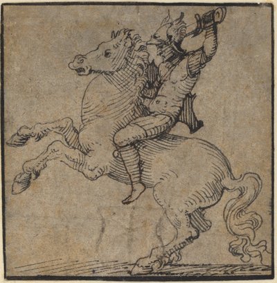 Guerriero in Armatura Rinascimentale su un Cavallo Impennato da Workshop of Peter Vischer the Younger