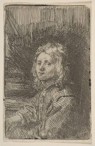 Giovane uomo, mezzo busto, 1620-69 da Workshop of Rembrandt