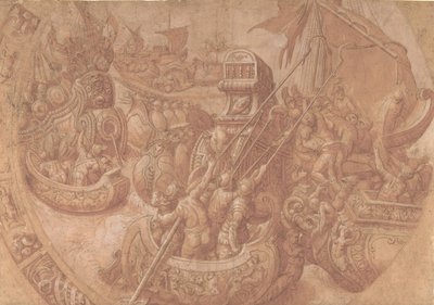 La battaglia navale nel Golfo di Morbihan da Workshop of Taddeo Zuccaro.