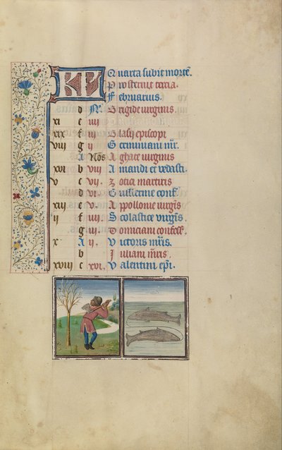 Un Uomo che Taglia un Albero; Segno Zodiacale dei Pesci da Workshop of Willem Vrelant