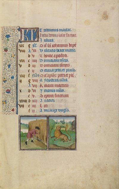 Un Uomo che Miete; Segno Zodiacale del Leone da Workshop of Willem Vrelant
