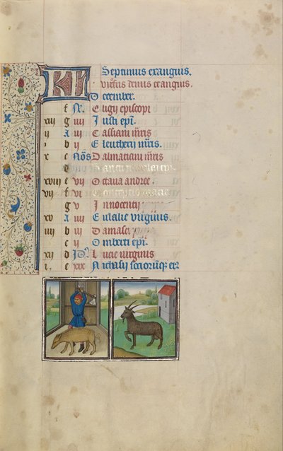 Un Uomo che Macella un Maiale; Segno Zodiacale del Capricorno da Workshop of Willem Vrelant