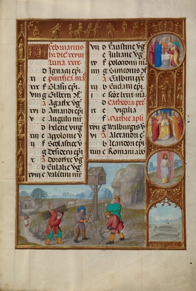 Lavorare in una vigna; Segno zodiacale dei Pesci da Workshop of the Master of James IV of Scotland