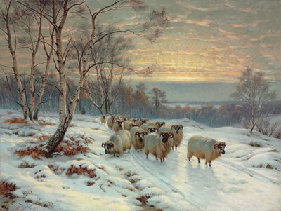 Un Pastore con il Suo Gregge in un Paesaggio Invernale da Wright Baker