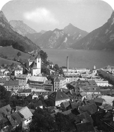 Ebensee e Lago Traun, Salzkammergut, Austria da Wurthle and Sons