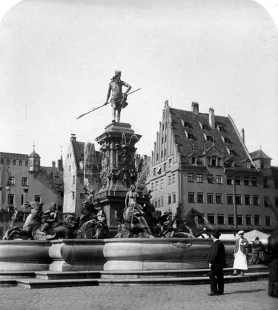 Fontana di Nettuno, Norimberga, Germania, c1900s da Wurthle and Sons