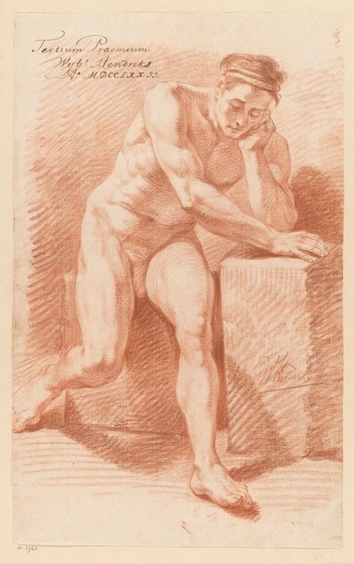Nudo maschile seduto, visto di fronte (3° premio 1772) da Wybrand Hendriks