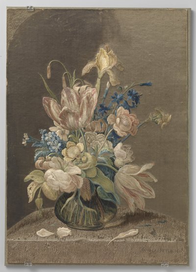 Tableau van veelkleurig geborduurde zijde da Wynant Haelwegh