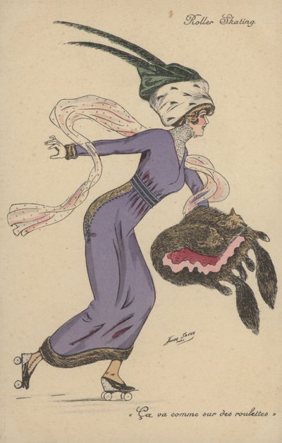 Bella ragazza vestita in modo stravagante, pattinando da Xavier Sager