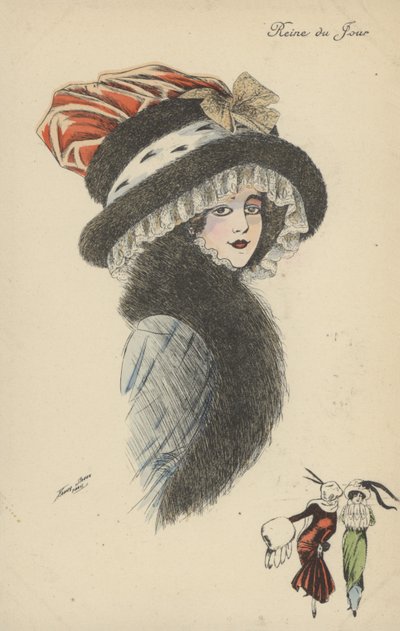 Reine du Jour, bella ragazza con grande cappello e colletto da Xavier Sager