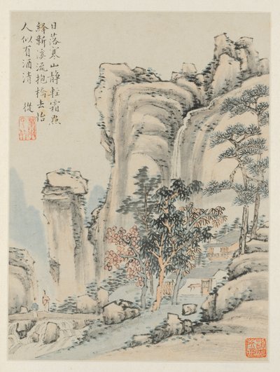 Album di paesaggi stagionali, Foglio E foglio precedente 3, 1668 da Xiao Yuncong