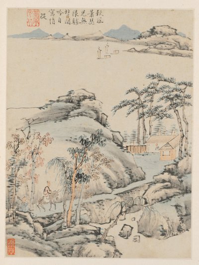Album di paesaggi stagionali, Foglia F (foglia precedente 5) da Xiao Yuncong