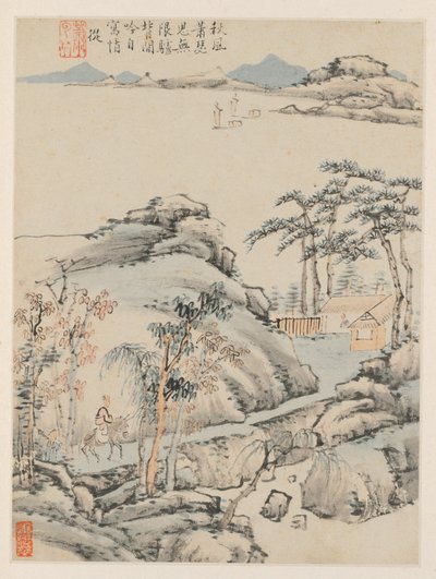 Album di paesaggi stagionali, Foglia F foglia precedente 5, 1668 da Xiao Yuncong