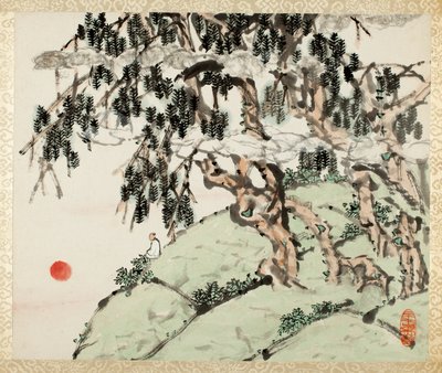 Paesaggio e figura, da un album di paesaggi e calligrafia per Liu Songfu da Xugu