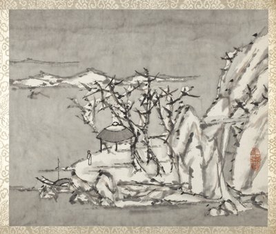 Paesaggio e figura, da un album di paesaggi e calligrafie per Liu Songfu da Xugu