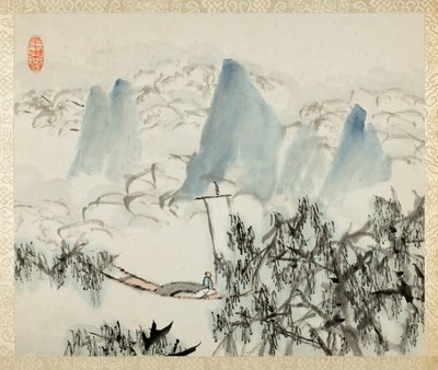 Paesaggio con figura, da un album di paesaggi e calligrafia per Liu Songfu da Xugu