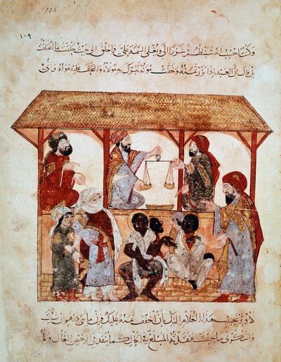 Marcia degli schiavi a Zabid, Yemen. Miniatura in 
