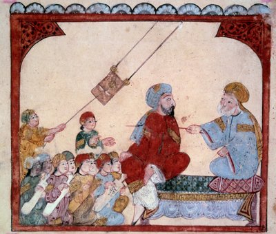 Il navigatore vagabondo Abu-Zayd. Miniatura dal Maqamat (Seances) di Abu Mohammed al-Kasim ibn Ali Hariri (1054-1122) illuminata da Yahya Mahmud al-Wasiti nel 1237, Parigi da Yahya ibn Mahmud Al Wasiti