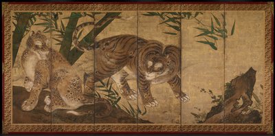 Leoni e tigri tra peonie e bambù da Yamaguchi Sekkei