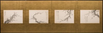 Fiori di pruno, paravento pieghevole, periodo Edo 1844 (inchiostro su carta) (cfr. anche 752778-82) da Yamamoto Baiitsu