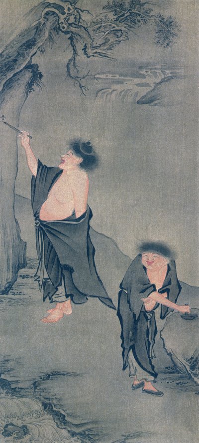 Due eremiti cinesi, Han Shan che scrive su una roccia e Shih Te che prepara il suo inchiostro, dopo un kakemono di Yan Hui e pubblicato nella rivista 