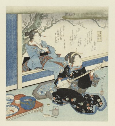 Geisha che suona lo shamisen da Yanagawa Shigenobu (II)