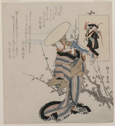 Donna vicino a un albero di prugne abbinata alla fanciulla del glicine, c. primi anni 1830 da Yanagawa Shigenobu