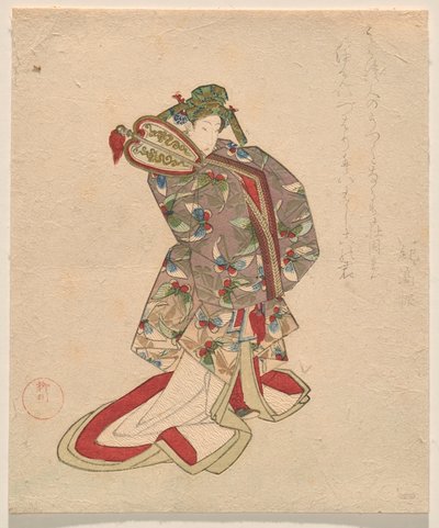 Donna in costume cinese con motivo a farfalla da Yanagawa Shigenobu II