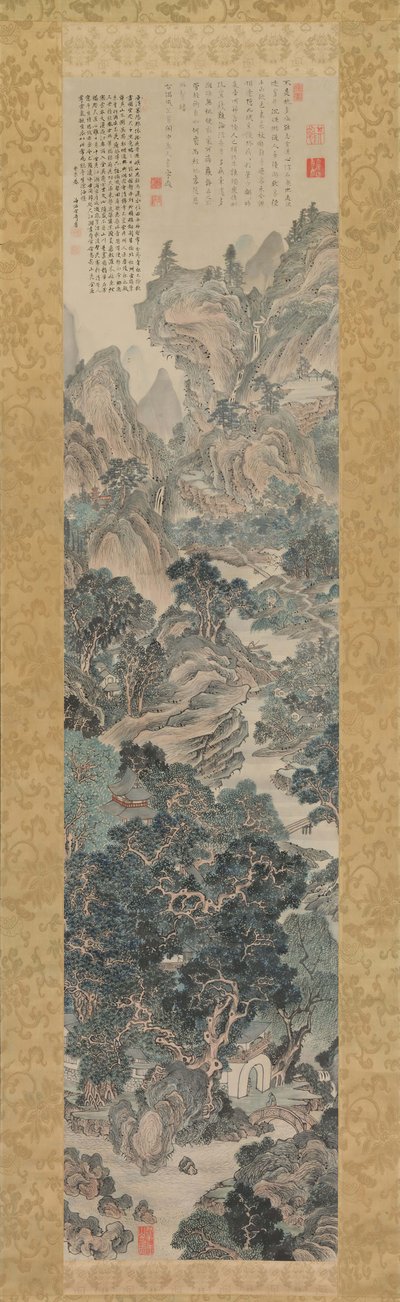 Paesaggio in stile blu e verde da Yanagisawa Kien