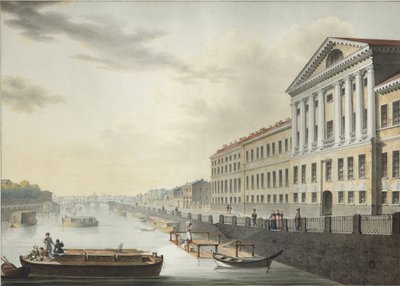 Veduta del fiume Fontanka dal ponte Izmailovsky, 1820-1823 da Yermolai Ivanovich Yesakov