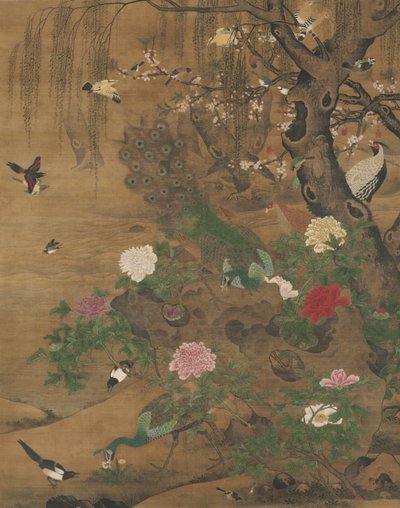 Uccelli si radunano sotto il salice primaverile da Yin Hong