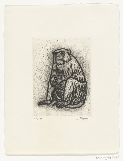 Scimmia con cucciolo da Yo Sugano (signed by artist)