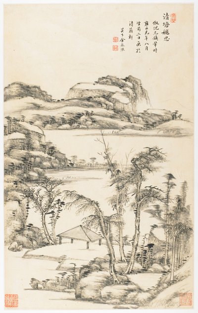 Contemplazione autunnale nello stagno pulito, da un album di 12 fogli da Yongxi Jin