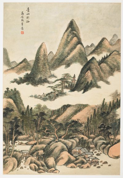 Montagna verde appena dopo un bagno, da un album di 12 fogli da Yongxi Jin
