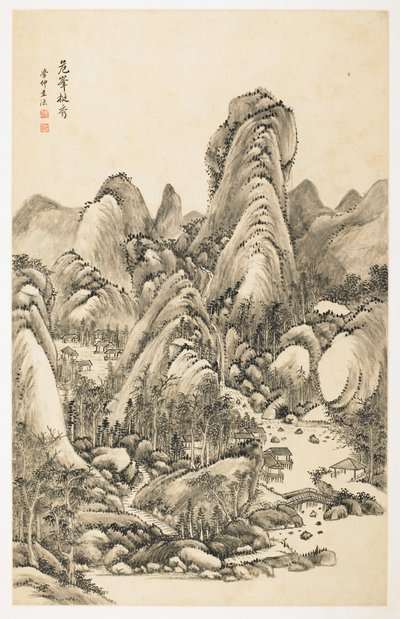 Magnificenza della scogliera sporgente, da un album di 12 fogli da Yongxi Jin
