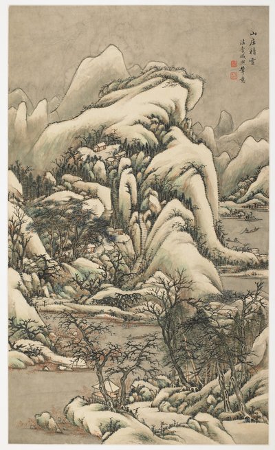 Neve nella villa di montagna, da un album di 12 fogli da Yongxi Jin